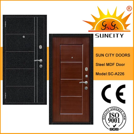 China Factory Single Double Entry Front Steel Wood MDF Wooden Armored Door