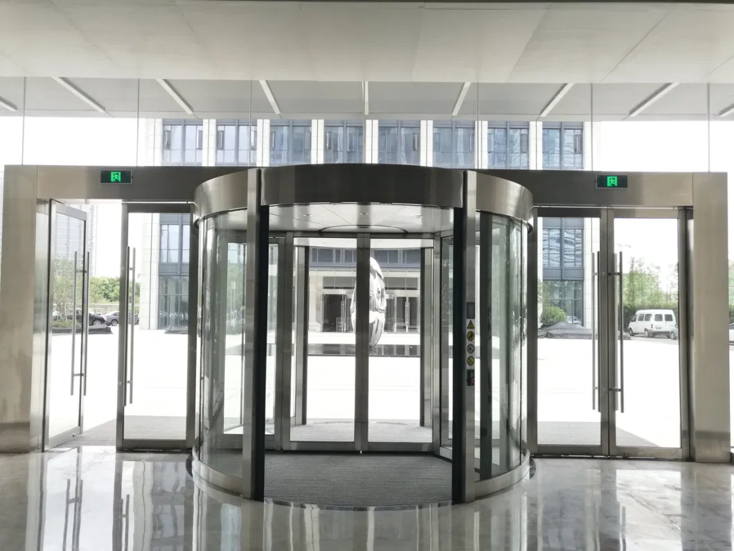 Automatic Revolving Door, with Dorma Sliding Door Wing, Aluminum Frame Stainless Steel Cladding