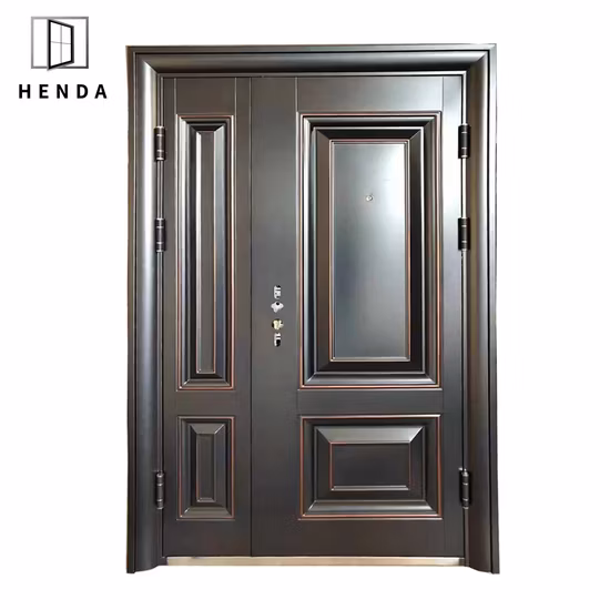 Diseño de puertas principales de seguridad abiertas simples o dobles exteriores de puerta de cobre frontal de casa de villa de África