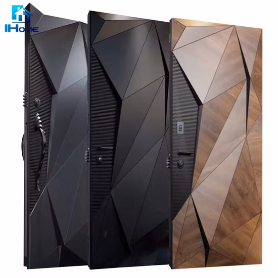 Puerta de cobre de acero de las puertas de entrada de lujo de la nueva casa del diseño con el modelo de cristal del hierro