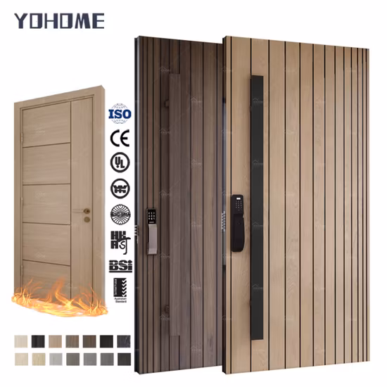Puerta de entrada frontal con clavos de cobre y madera de roble rojo con parte superior arqueada