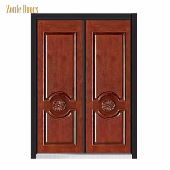 2023 Puerta laminada de cobre al aire libre barata, puerta principal de cobre a prueba de balas doble de seguridad de lujo de bronce para el frente